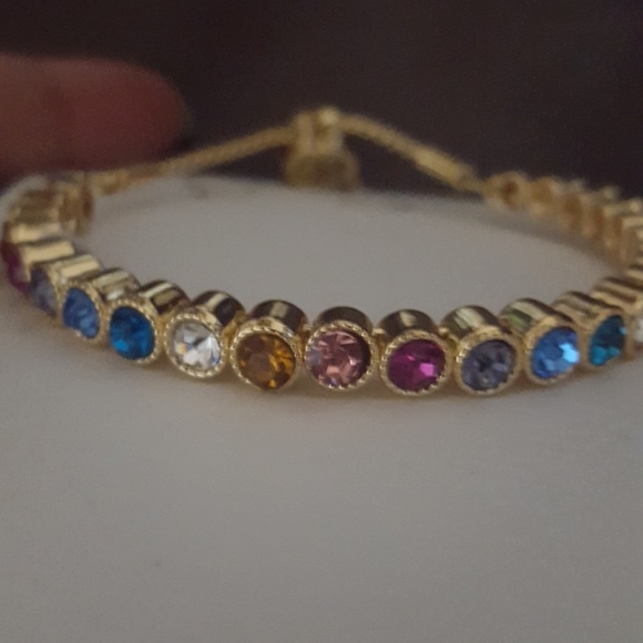 Jessica Simpson Jewelry - Multicolor slide adjustable gold bracelet